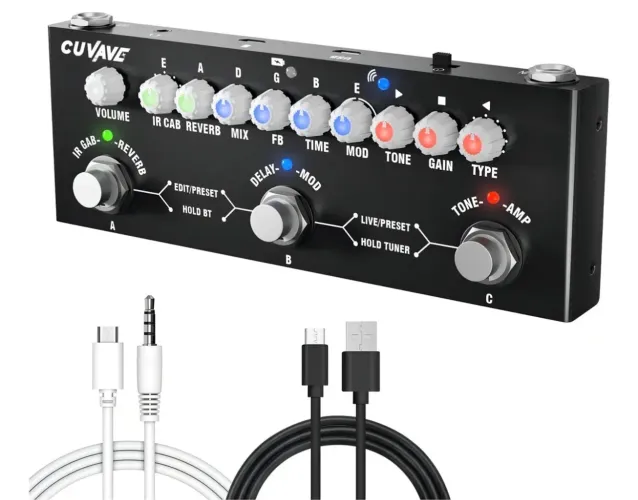 kit guitarra stratocaster acompanhada de amplificador e pedaleira