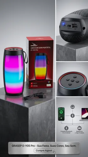CAIXA DE SOM PROFISSIONAL COM LED RGB NOVA !