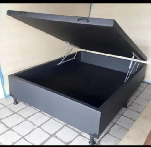 Cama Box Baú Solteirão Blindado 108x188 Corino ou Suede Pagamento na Entrega