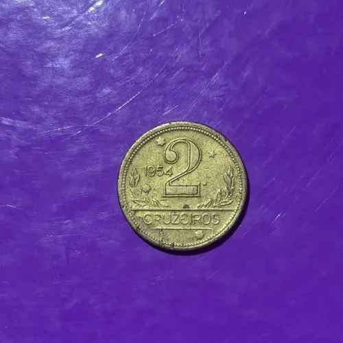 Moeda 2 Cruzeiros 1954 - Brasil - Cunhagem Baixa 1,197 Milhão