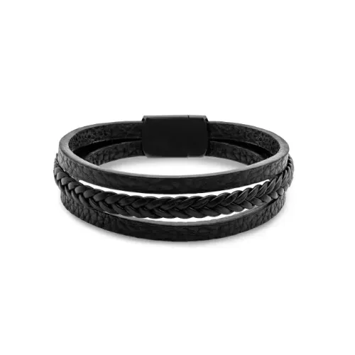 Pulseira Life Masculino em Aço e Couro