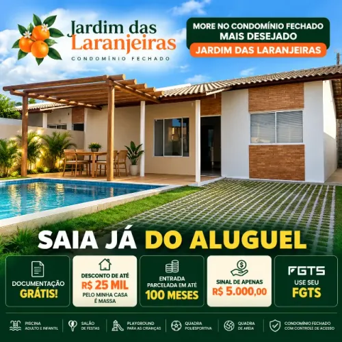 *SAIA DO ALUGUEL COM R$ 5 MIL DE SINAL - COND. JARDIM DAS LARANJEIRAS - DESCONTO ATÉ 25MIL