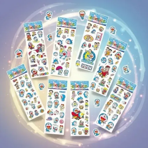 02 Cartelas De Adesivos 3d Doraemon Bolha Em Alto Relevo