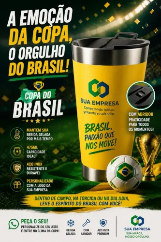 Copo Térmico BRASIL Personalizado com Abridor