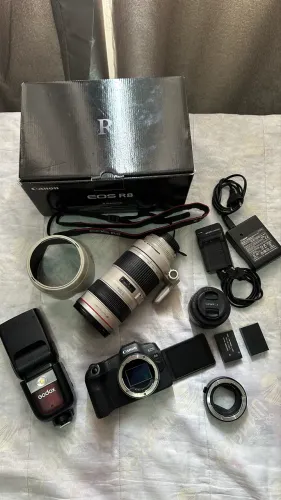 Vendo kit completo câmera cânon r8 + lente 70 200 f 2.8 + lente 50mm f 1.8