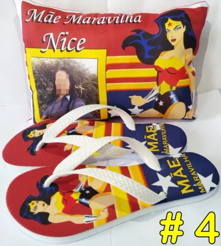 Presente Dia das Mães / Kit Almofada + Chinelo
