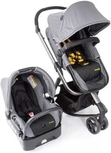 Carrinho e bebê conforto  3 rodas cinza usado 