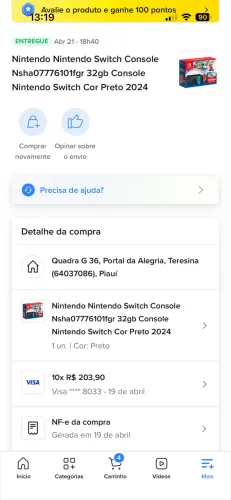 Nintendo swith novo 