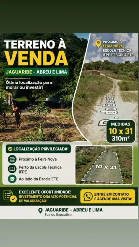 Vendo um terreno em Jaguaribe Abreu e Lima.