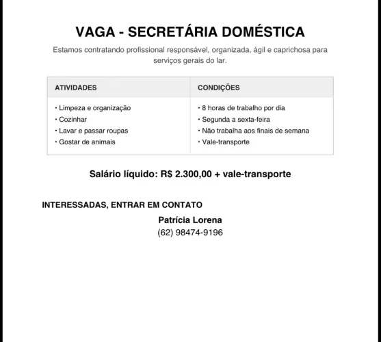 Secretaria do lar