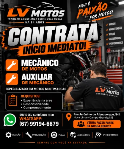 Vaga de emprego Mecânico de Motos 