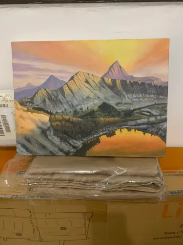Magic the gathering - reprodução artística montanha 346 odisseia oleo sob tela