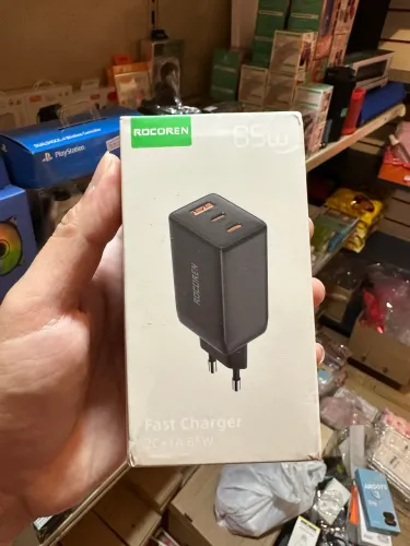 CARREGADOR RECOREN GaN 65W - 2 USB-C + 1 USB-A