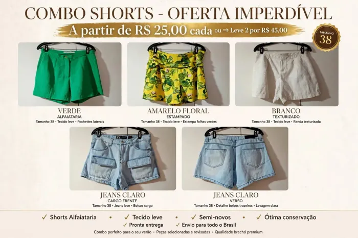 Combo short vários modelos promoção