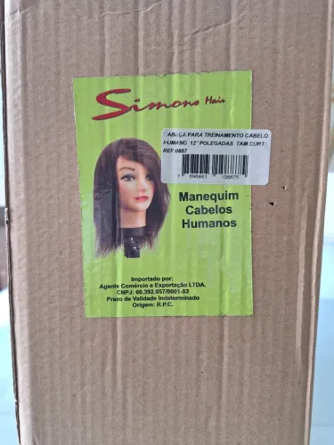 Cabeça de boneca para treino cabelo humano 12" tamanho curto Simone Hair