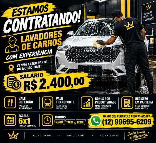 Precisa de lavadores início imediato