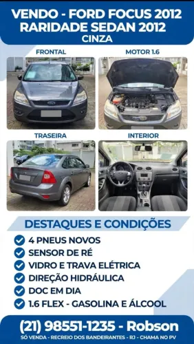 Ford Focus Sedan 1.6/1.6 Flex 8v/16v 4P Mec. 2012