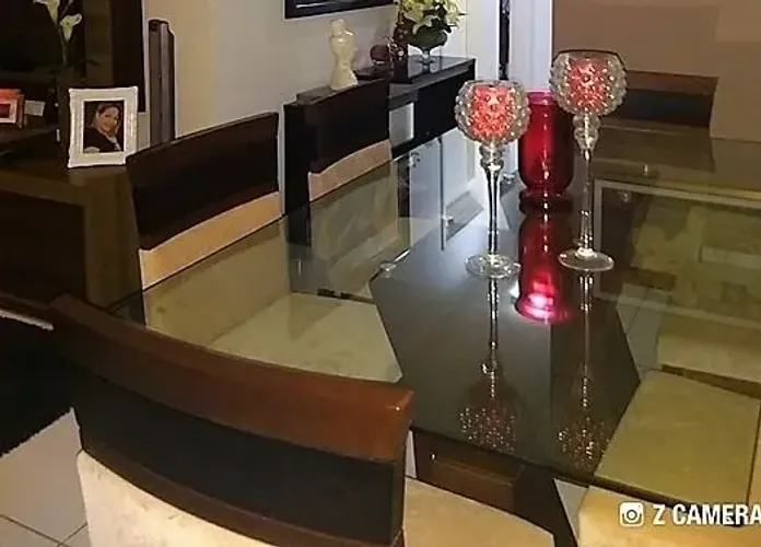 Sala de Jantar 6 Cadeiras madeira  Maciça  revestimento Chenil  vidro Temperado   1,80 X  