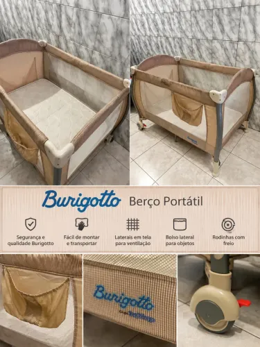 Berço Portátil Burigotto Conservado - Com Colchão / Ótimo Estado Pra Vender Logo