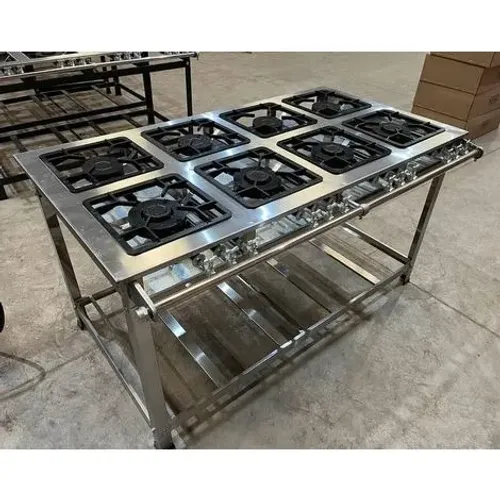fogão industrial aço inox 8 bocas Duplas grelhas 40x40cm 
