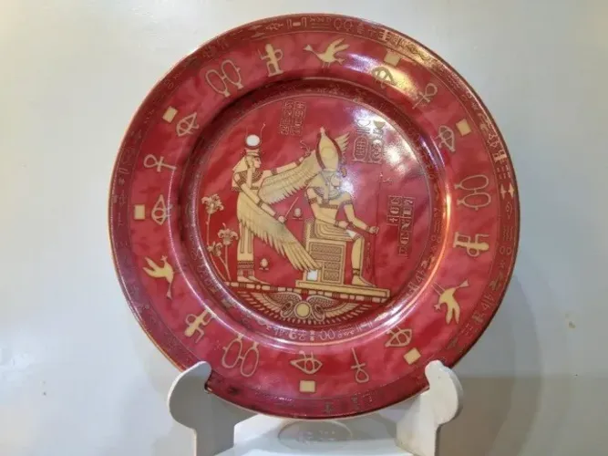 Prato decorativo em Porcelana Egípcia Fathi Mahmoud Autêntico