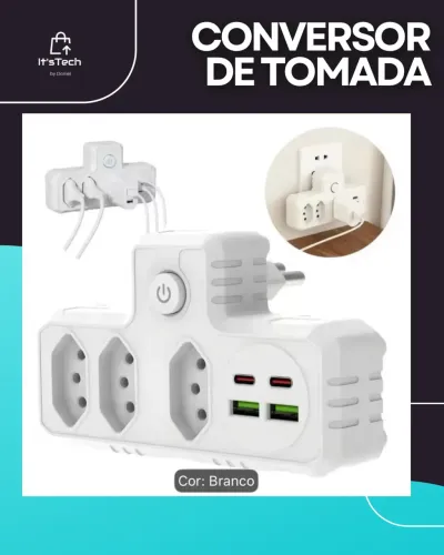 Conversor de tomada - USB-c e USB