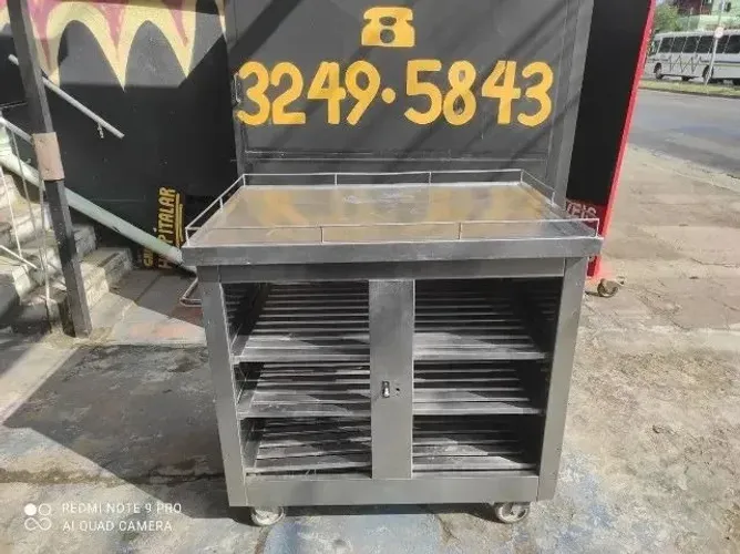 Armário Metal  Inox 2 Portas  com Rodas
