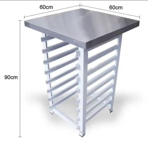 Mesa para Forno 60x60 Tampo em Inox com Capacidade para 8 Assadeiras 35x35 Bancada Apoio