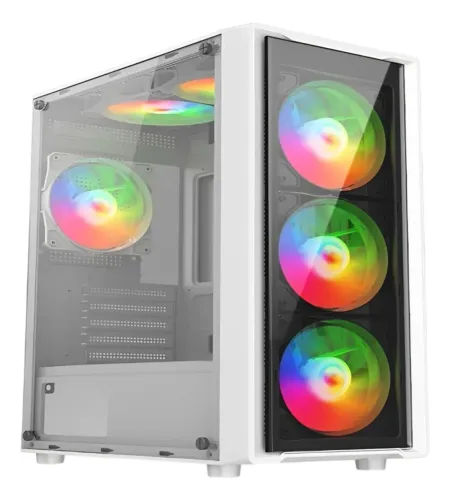 Gabinete Gamer Liketec Sigma, Branco, Mid Tower, Vidro Temperado, ATX, Com 3 Fans Branco
