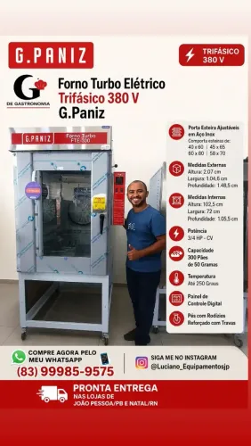 FORNO TURBO ELÉTRICO TRIFÁSICO 10 TELAS G.PANIZ