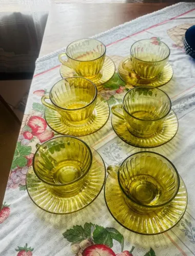 Conjunto 6 xicara de chá vintage colorex cana ( caramelo.)