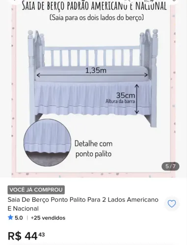 SAIA DE BERÇO PADRÃO Americano E Nacional (Saia para os dois lados do berço)