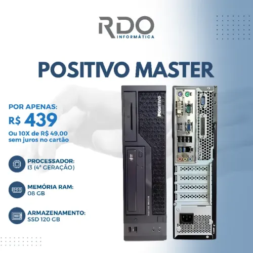 PC CPU Positivo Master i3 4ª Geração 8GB RAM SSD 120GB - Ideal para Trabalho