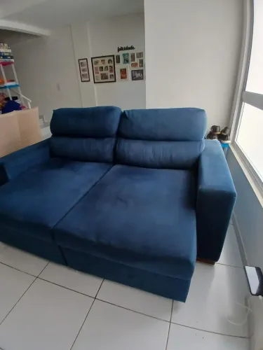 Sofá retrátil e reclinável azul 2,00m