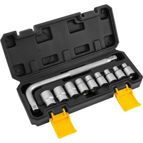 Jogo de soquetes estriados, encaixe 1/2", 8 mm a 20 mm, com 10 peças, VONDER