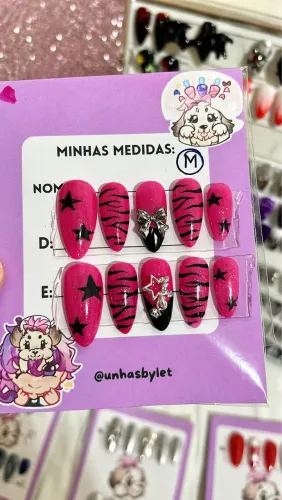 Unhas postiças de gel (press on nails personalizadas) - Hello Kitty