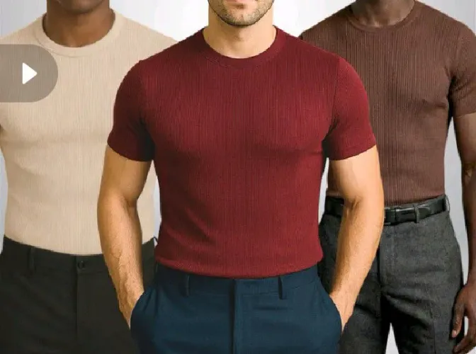 Camisa canelada masculina tamanhos p.m.g.gg