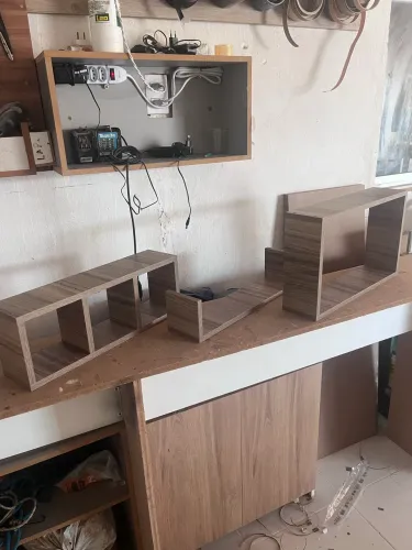Kit de nicho para para banheiro 3 peças mdf amadeirado