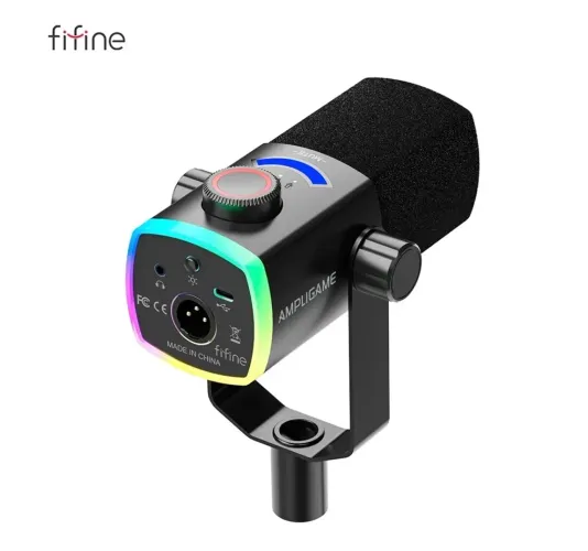 microfone fifine am8 pro preto com braço