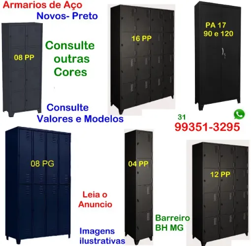 Roupeiros Armários de Aço preto Escaninho Guarda Volume comercio indústria academia escola