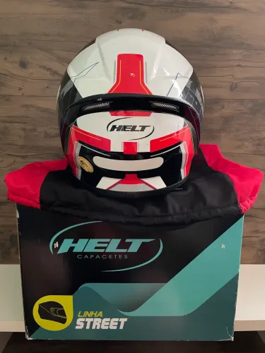 Capacete Helt Polar Race Doom Original Preto/Vermelho/Branco - Muito Confortável