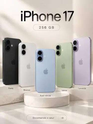 Apple Iphone 17 versão E-Sim de 256.GB de armazenamento Lacrado um ano De Garantia Apple.