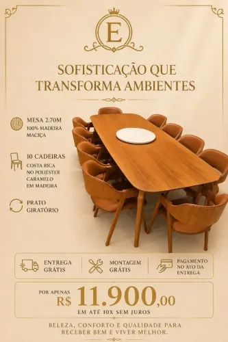 MESA 2.70 COM CADEIRAS COSTA RICA