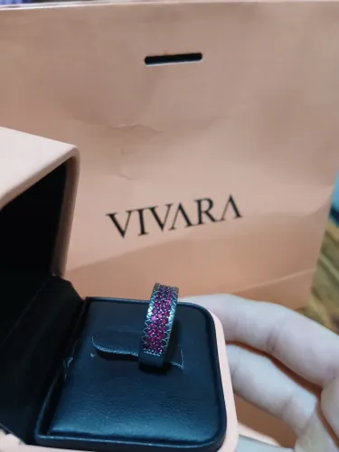 Anel Vivara Prata com Rubis