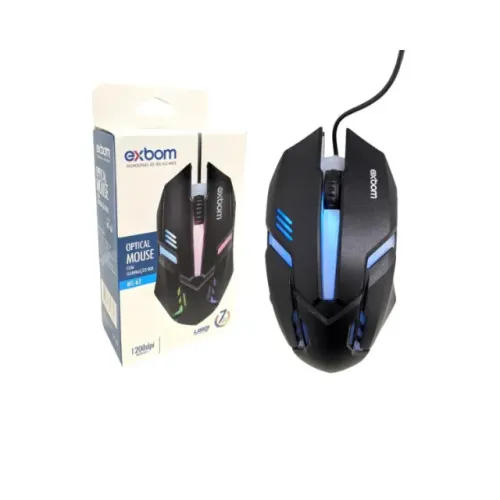 Mouse com Fio Óptico RGB Exbom MS-62 USB para PC e Computador