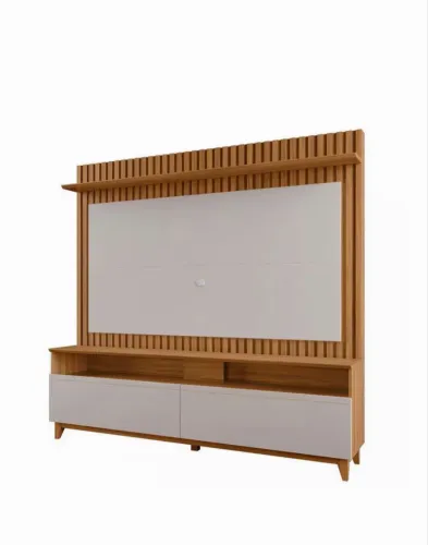 Estante Home para TV até 65 Polegadas Ripado 2 Portas - Off White