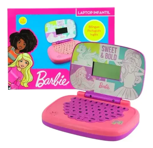 Mini Laptop Infantil Educativo Bilíngue Barbie - Candide NOVO