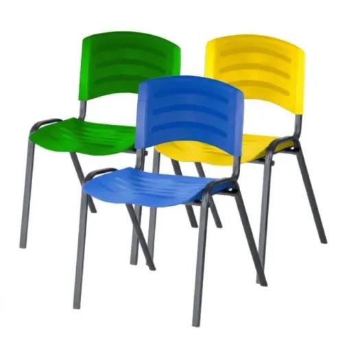 Cadeira Fixa 4 Pés Azul Verde ou Amarelo Polipropileno