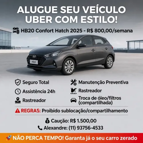 Aluguel de veículo para APP em São Paulo