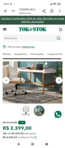 CADEIRA DE ESCRITÓRIO LAVORO TOK & STOK